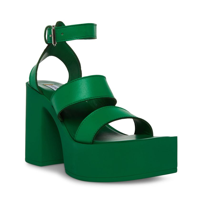 Sandalias Tacones Steve Madden Dora Cuero Mujer Verde | ES YS829E